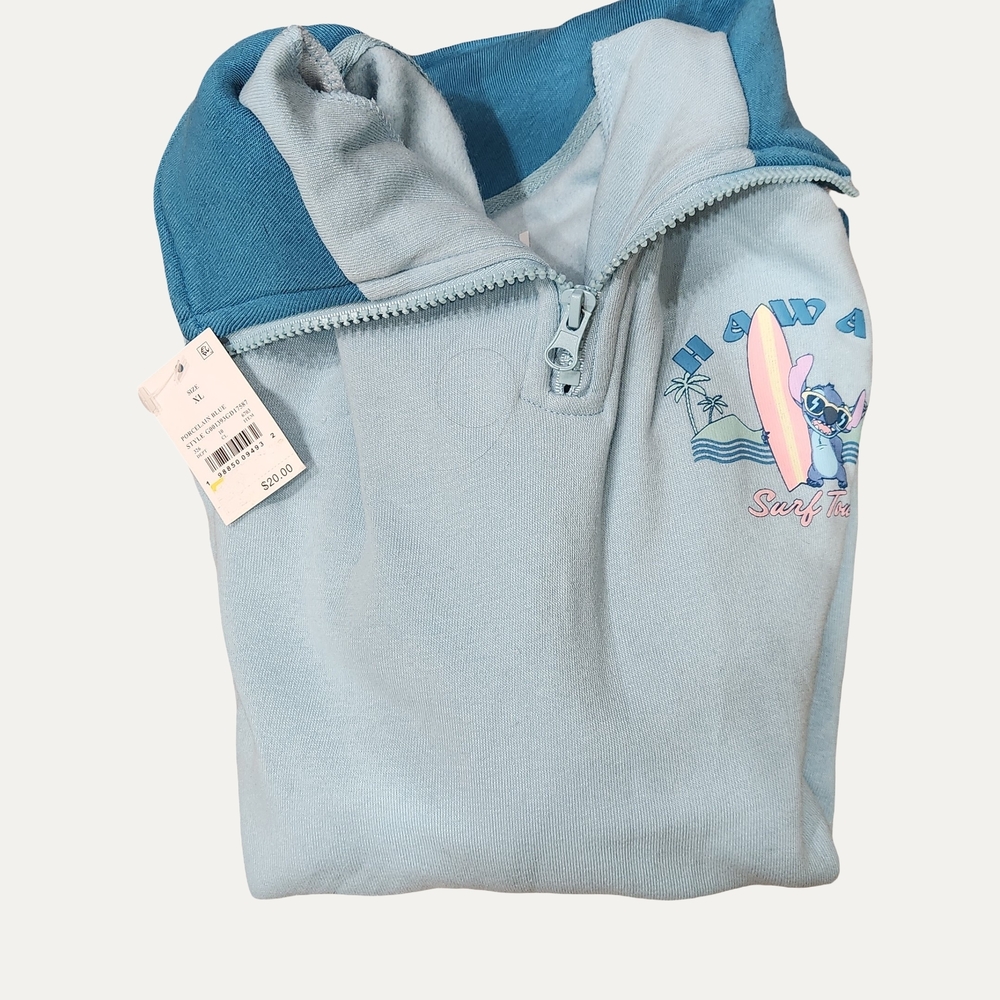 Disney Light Blue & Teal Stitch Surf Pullover